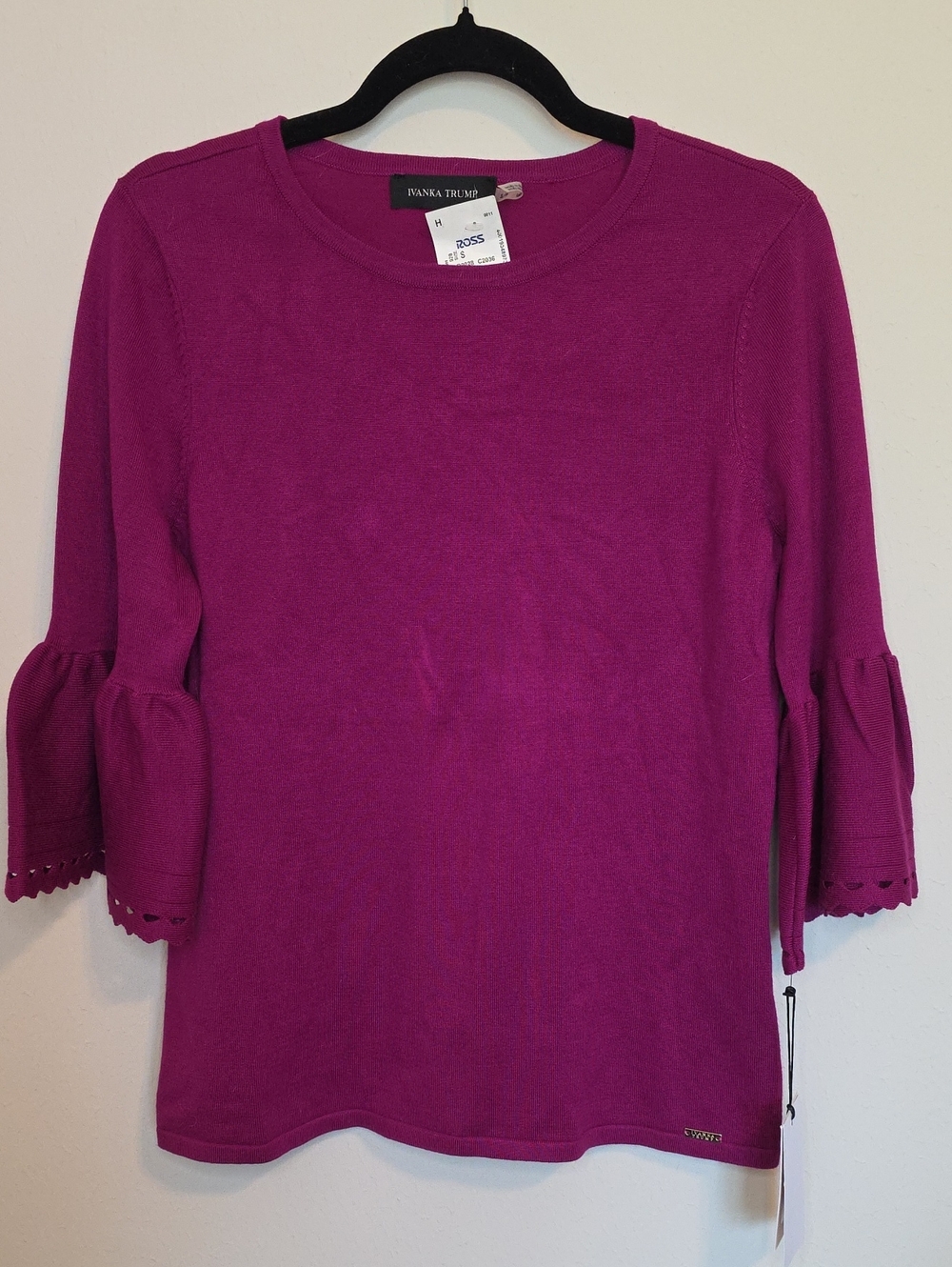 Ivanka Trump Magenta Bell-Sleeve Knit Top